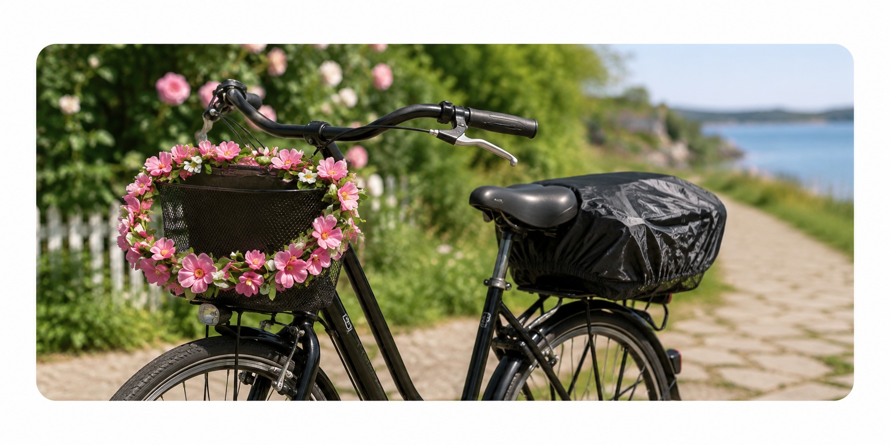 overtræk og blomsterkrans